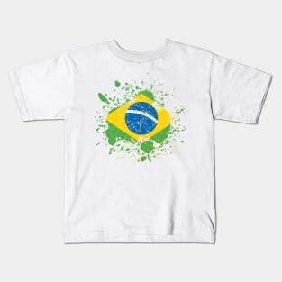 Grunge Brazilian Flag Kids T-Shirt